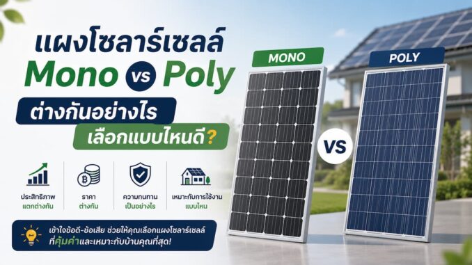 โซลาร์เซลล์ Mono vs Poly ต่างกันอย่างไร เลือกแบบไหนคุ้มสุด?