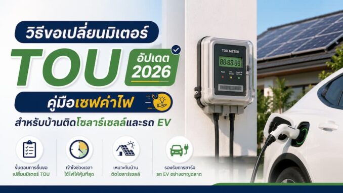 วิธีขอเปลี่ยนมิเตอร์ TOU อัปเดต 2026: คู่มือเซฟค่าไฟสำหรับบ้านติดโซลาร์เซลล์และรถ EV