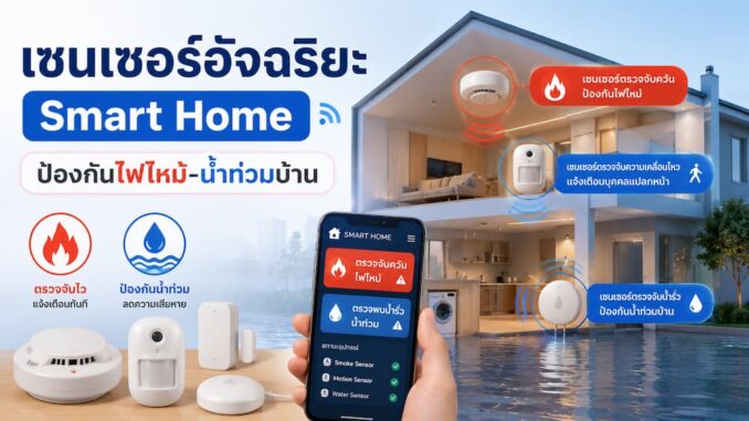 เซนเซอร์อัจฉริยะ Smart Home ป้องกันไฟไหม้-น้ำท่วมบ้าน