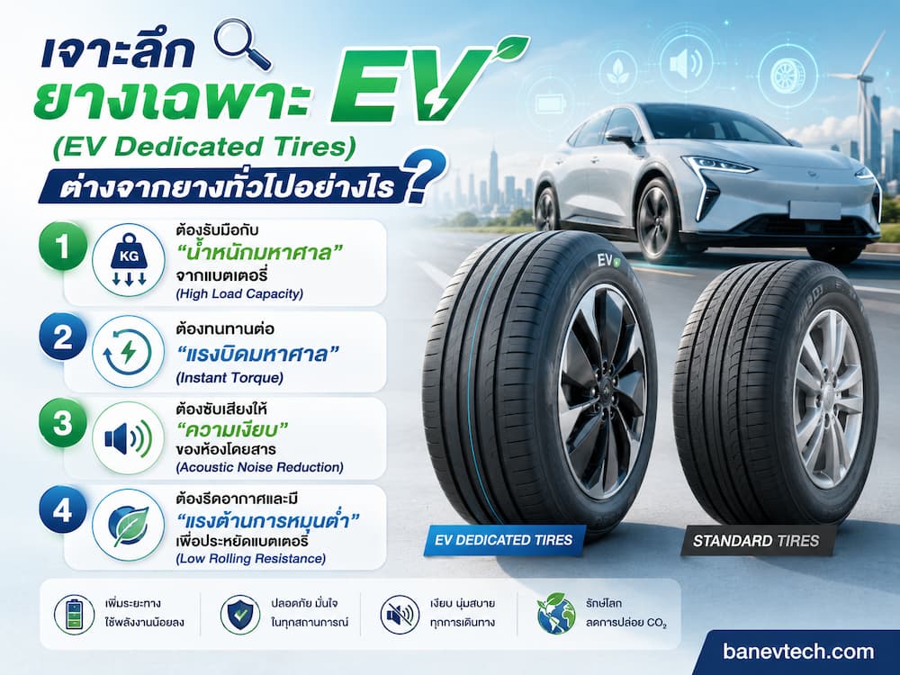 เปลี่ยนยางรถ EV ทำไมแพง? เจาะลึกยางเฉพาะ EV ต่างจากยางทั่วไปอย่างไร